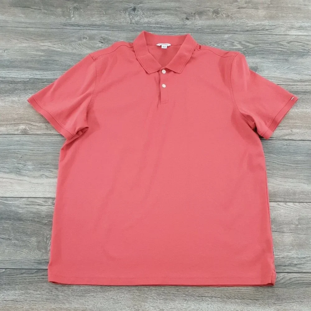 Calvin Klein Men XL Short Sleeve Polo Shirt Cotton Melon Active Golf Casual - Picture 1 of 10